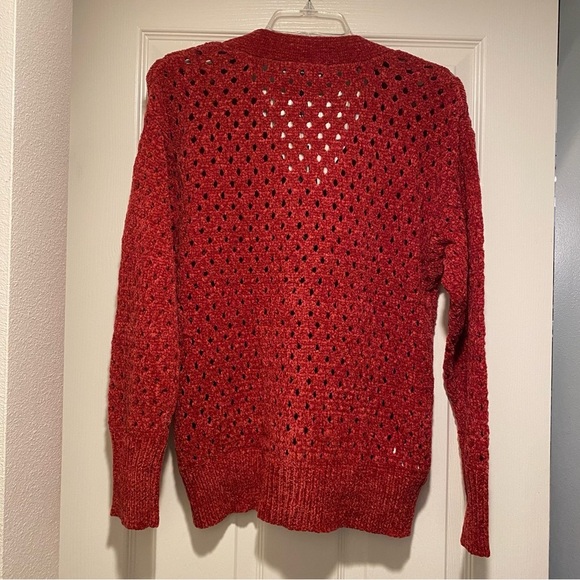 BCBG Women's Cardigan Red Sweater See through Cozy New size small - Picture 9 of 13